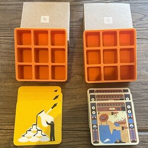 NWT Nespresso Silicone Ice Cube Trays and limited edition art Coasters Bundle ☕️